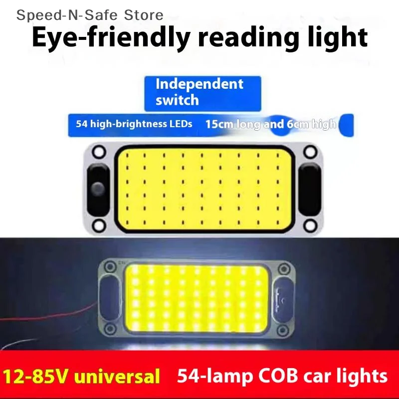 White Car Interior Reading Plate Light, COB 54/108 SMD LED 12V Panel Dome Lamp For Roof Ceiling Interior Wiring Applications