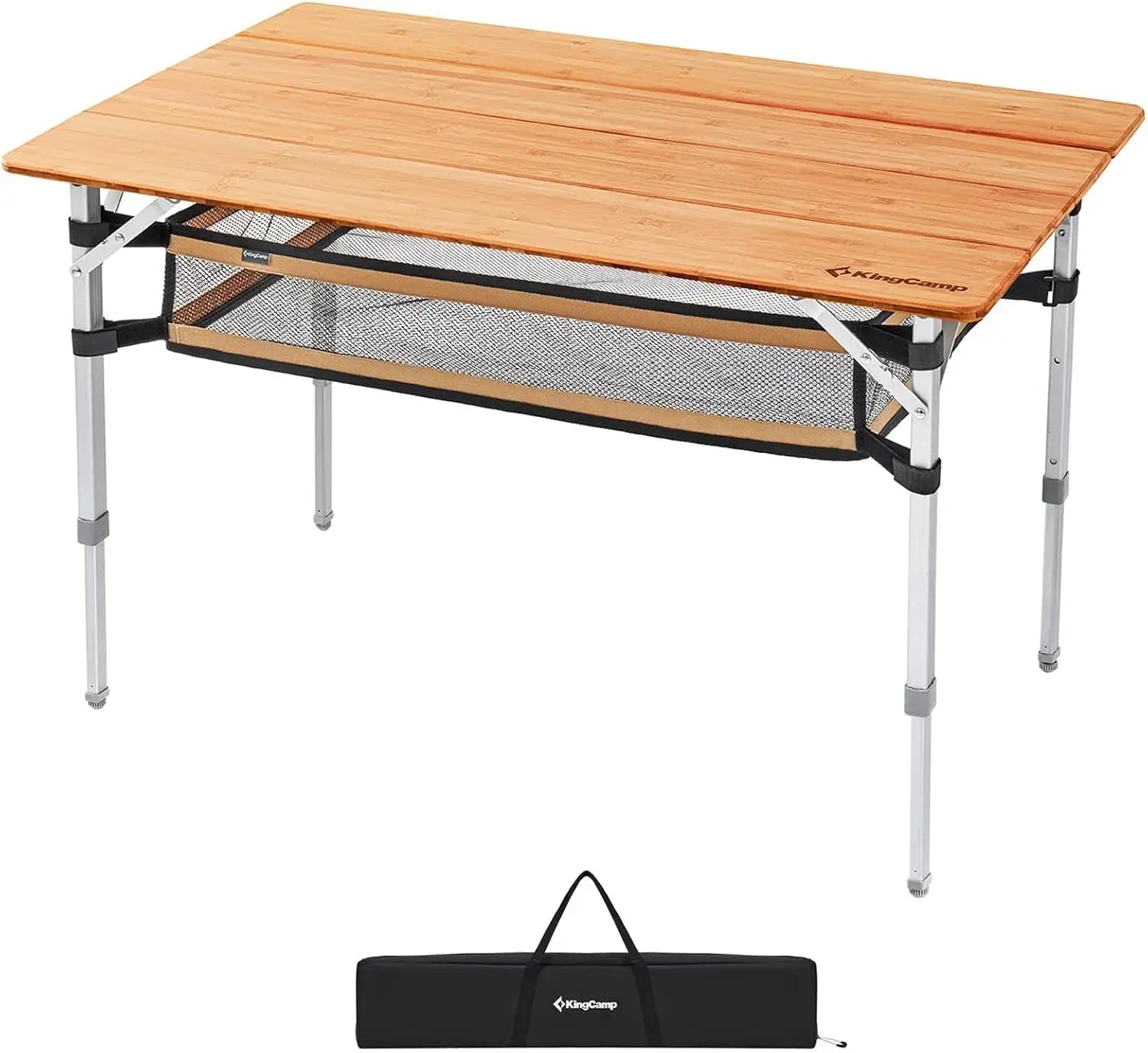 

Lightweight Stable Bamboo Folding Camping Table Bamboo Outdoor Folding Tables Adjustable Height Portable Picnic