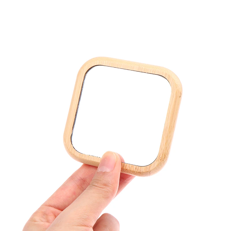 1 pz Mini specchio per il trucco in legno portatile piccolo specchio quadrato specchio per il trucco degli studenti specchio cosmetico per le donne