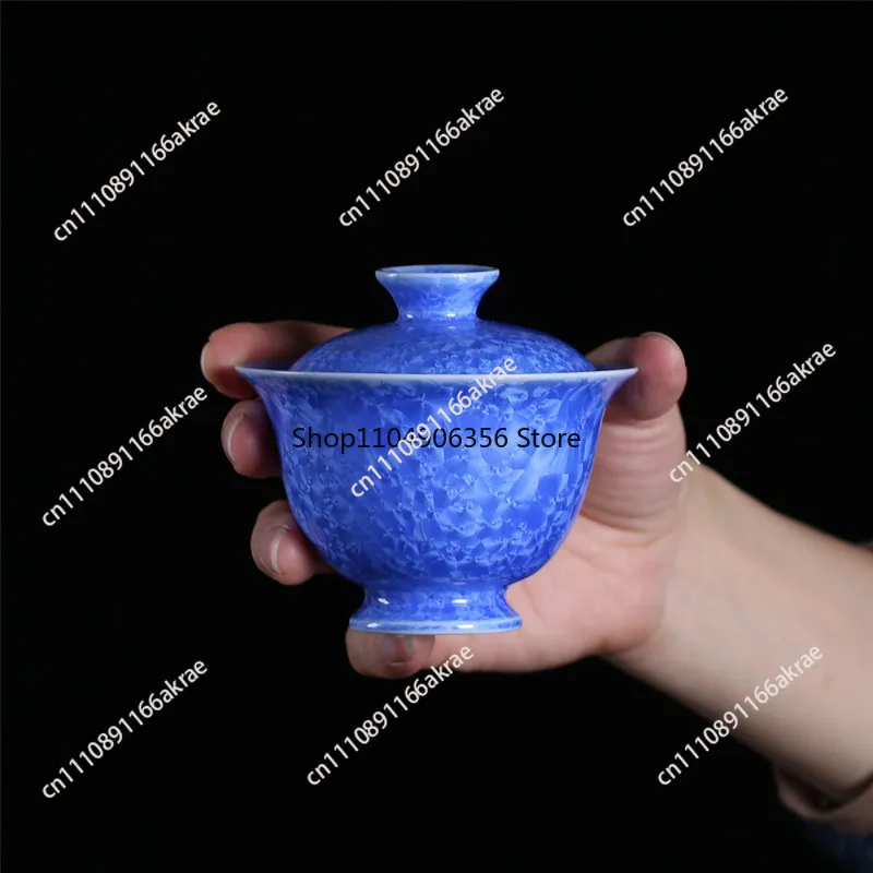 for Ceramic kiln-changed crystalline glaze full of flowers, Ercai cover bowl, anti-scalding hand-catching bowl, Kung Fu tea set