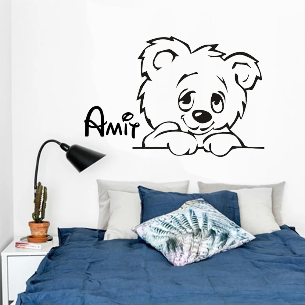 

Custom-made Cartoon Teddy Bear Children Wall Decal Personalised Winnie The Pooh Bear Vinyl Wall Art Sticker