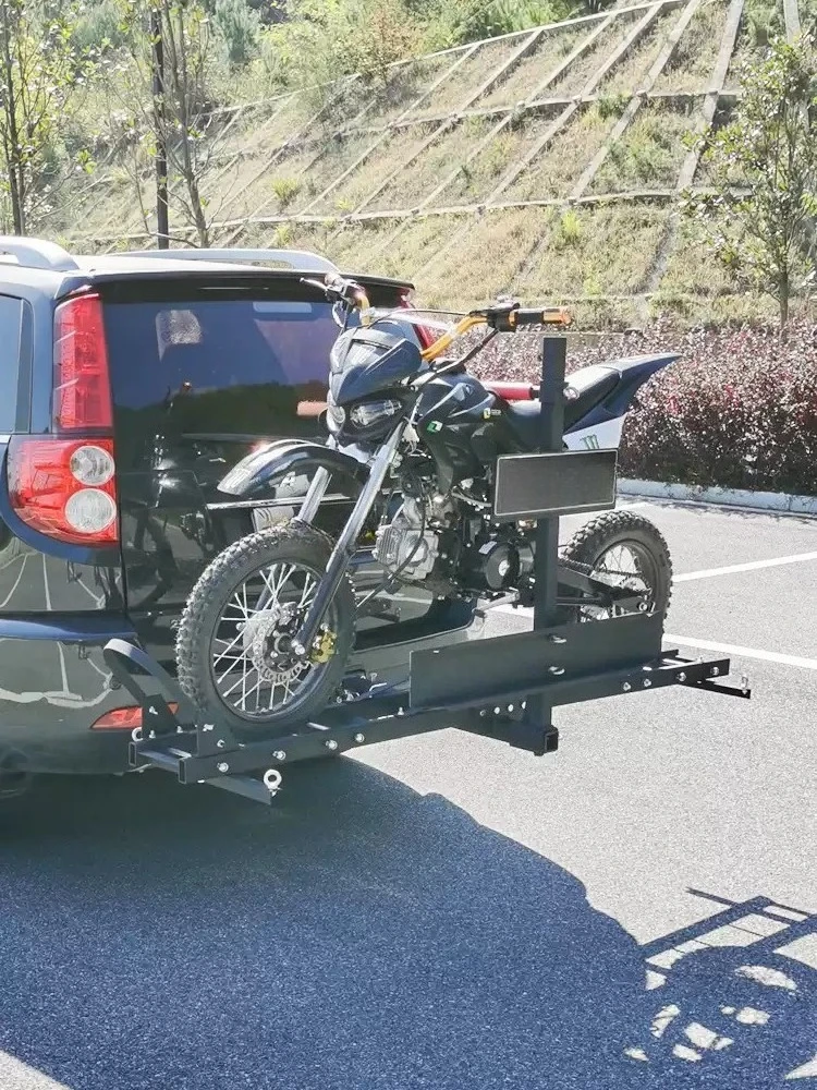 Anti-Tilt Locking Motorcycle Ramp - Heavy Steel Loading Rack for Bicycle & Motorcycle, Fits 2 Inch Tube