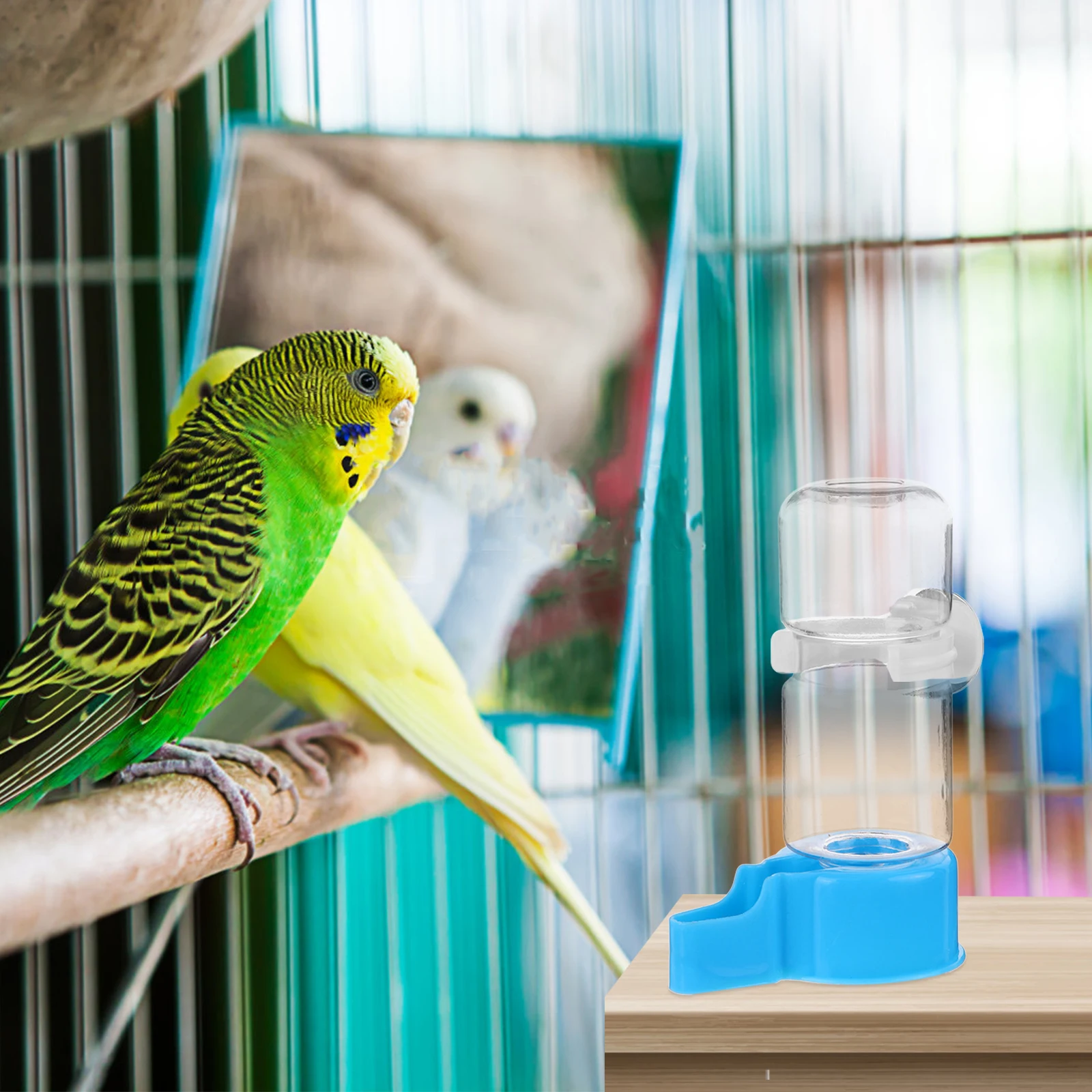 

Parakeets Water Dispenser Bird Drinker Automatic Watering Drinking Fountain Feeder for Cage Plastic