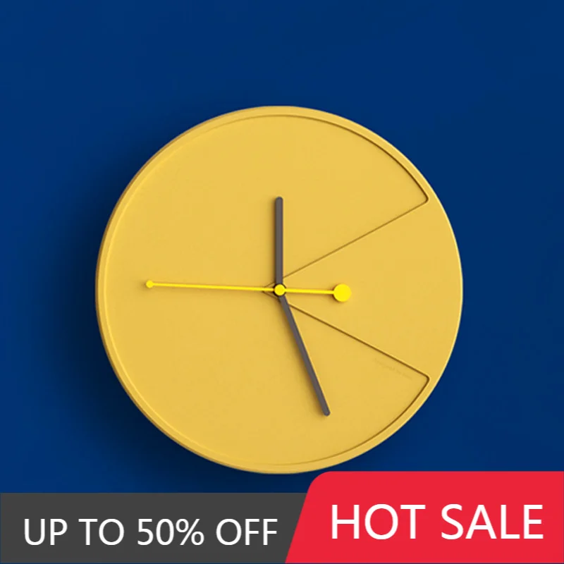 Cement Yellow Large Wall Clock Modern Design 3d Mute Wall Watches Home Decor Designer Watch Clock Mechanism Home Decoration GIft