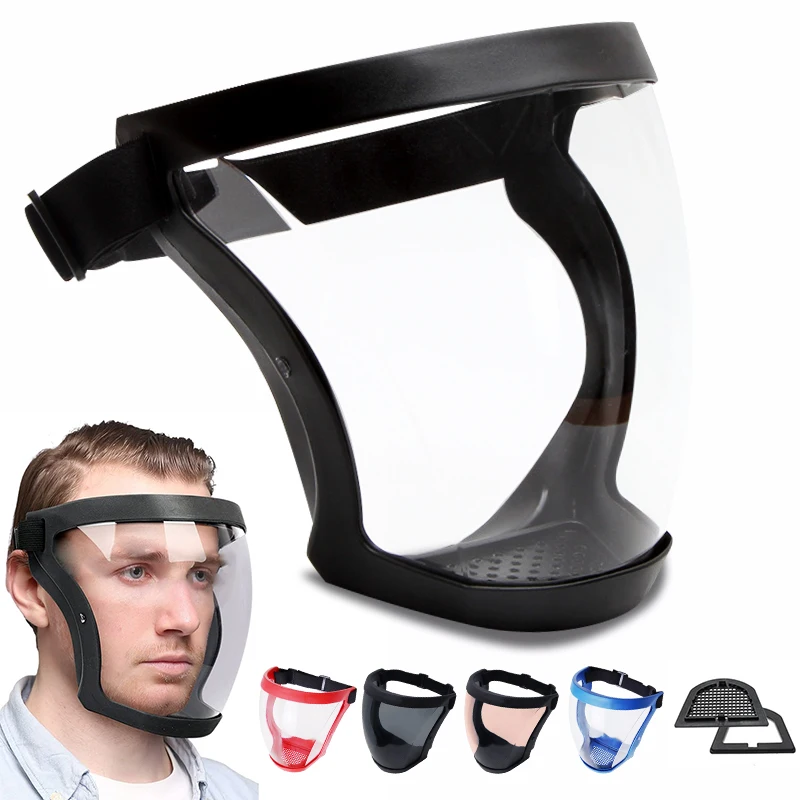 Anti-fog Full Face Shield Transparent Protection Face Mask with Filters Splash-proof WindProof dust-proof Mask Safety Glasses