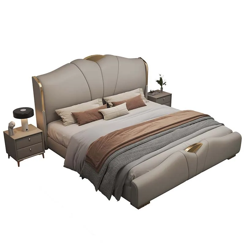 

Light luxury, leather bed, master bedroom, double, high end, atmospheric, new, soft bag, storage