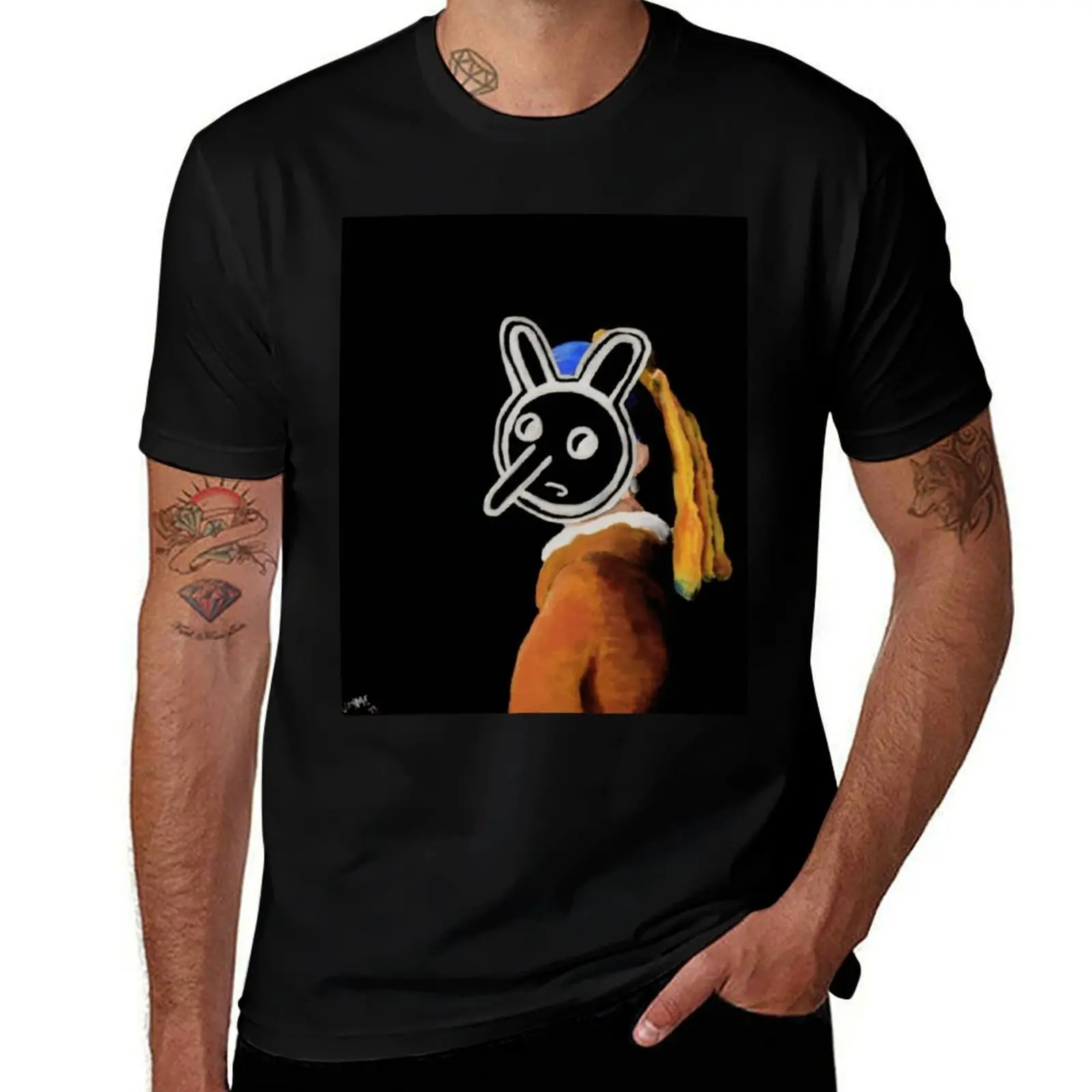 

Ray Johnson with a Pearl Earring T-Shirt customizeds Anime t-shirt luxury designer vintage t shirts shirts men graphic