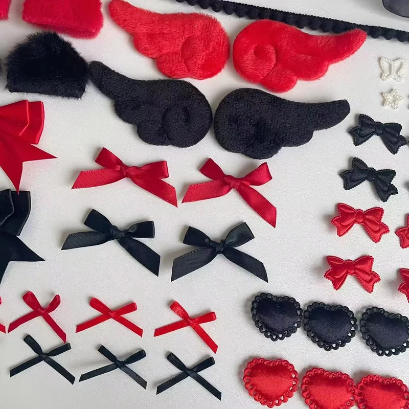Handmade Black and Red Lace Material Bag for DIY Projects