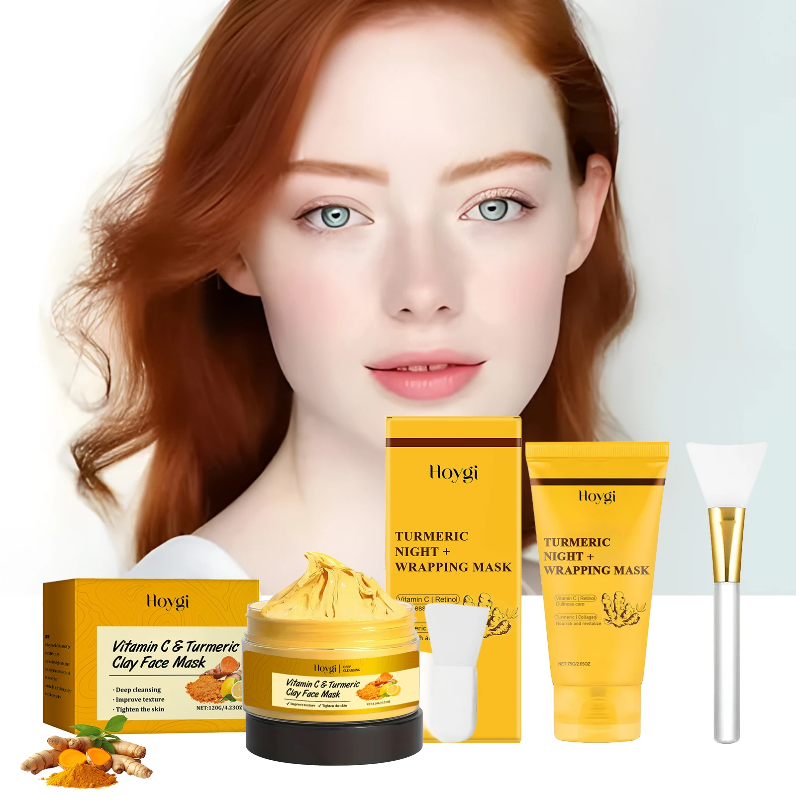 

Vitamin C Turmeric Mud Mask Exfoliating Oil Control Shrinking Pores Anti-Acne Collagen Overnight Wrapping Peel off Facial Mask