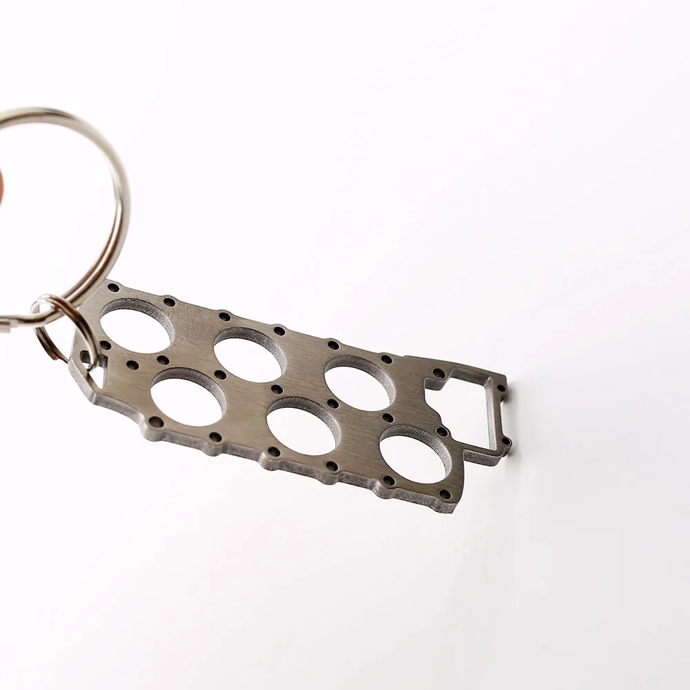 Turbo 6 Cylinder Head Gasket Miniature Metal Keychain Keyring Key Chain Ring For VW Golf 3 Corrado VR6