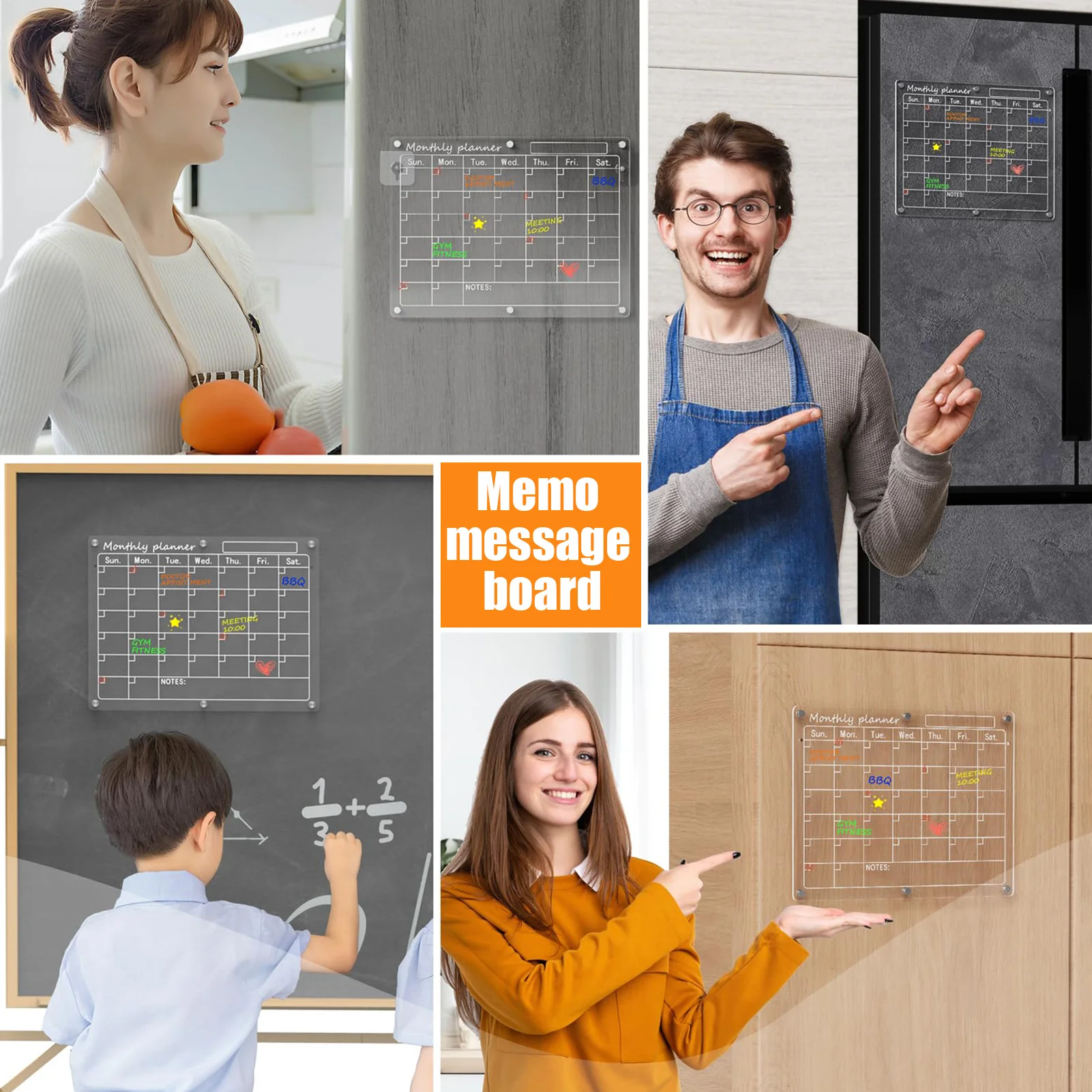 1 Pack Weekly Planner Board Transparent Acrylic for Fridge Home Office Schedule Planning Erasable Magnetic Memo Note Board