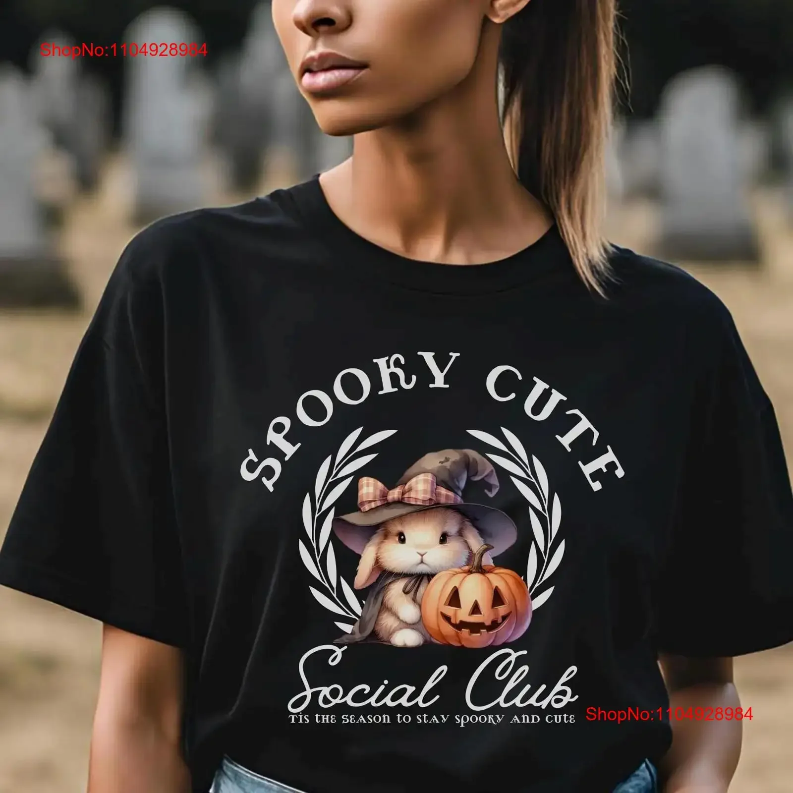 

Spooky Cute Halloween T Shirt Bunny Witch Hat Pumpkin Kawaii Creepy Animal Lover vintage Washed streetwear