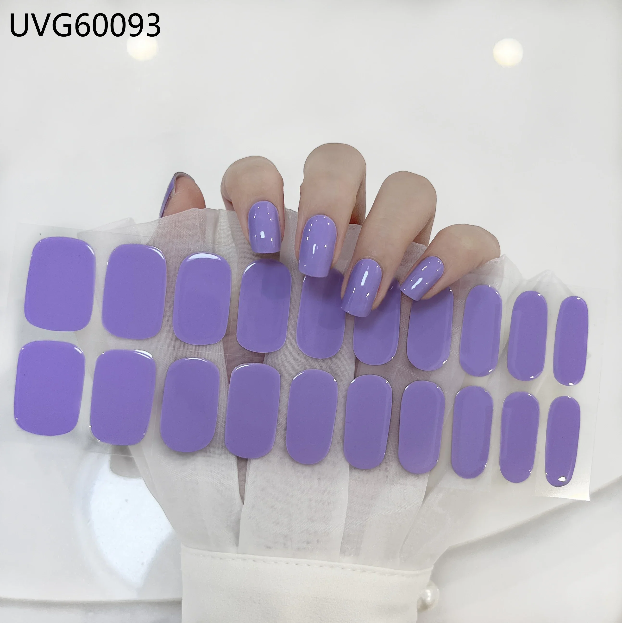 Hot Sale 22 Strips UV Gel Nail Stickers Soild Color Black Semi Cured Nail Art Wraps Manicure Decorations For Nail