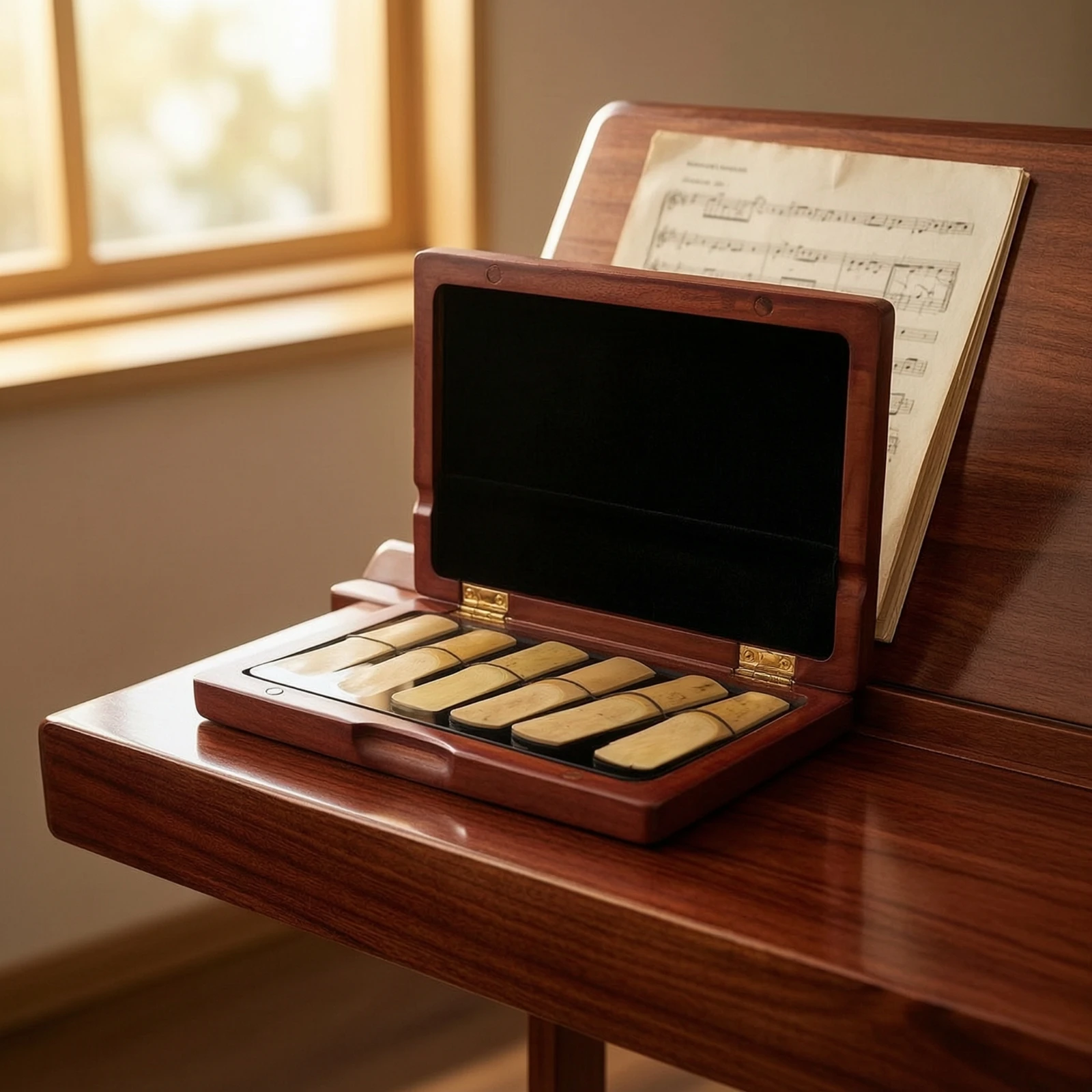 Wooden Mouthpiece Accessory Case Portable 6 Mouthpiece Accessory Storage Box Holder Lightweight Hard-Shell for Woodwind Players