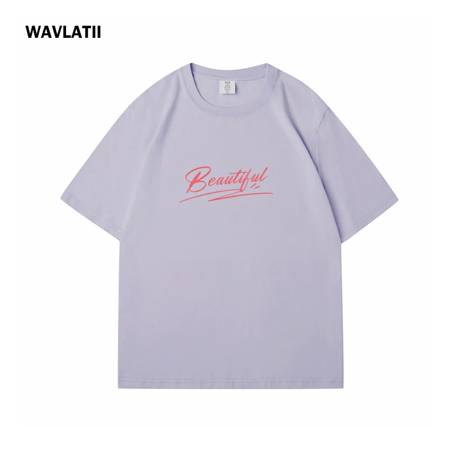 Picture 6: WAVLATII Women White Cotton T Shirts for Summer Female Beautiful Print Short Sleeve Summer Tees Lady O-neck Pink Tops WT2502