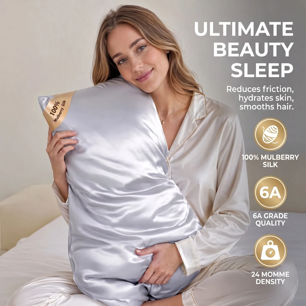 Silk Pillowcase - 1 stuk, 100% zijden kussensloop van