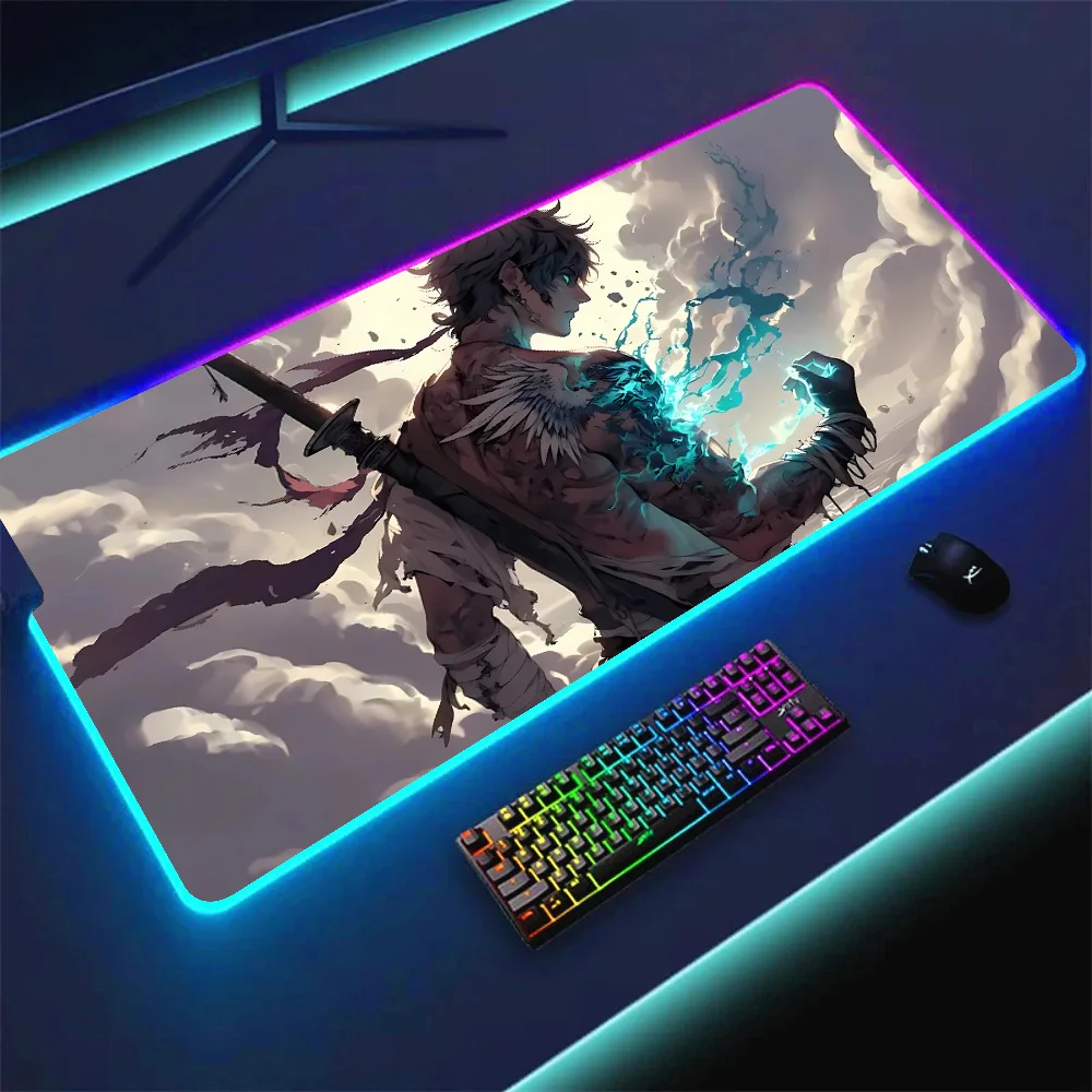 

New Japanese Samurai mouse pad Aesthetic Gaming LED Table Mat Boy mousepad Anime Japanese RGB Deskpad Locking Edge Keyboardpad