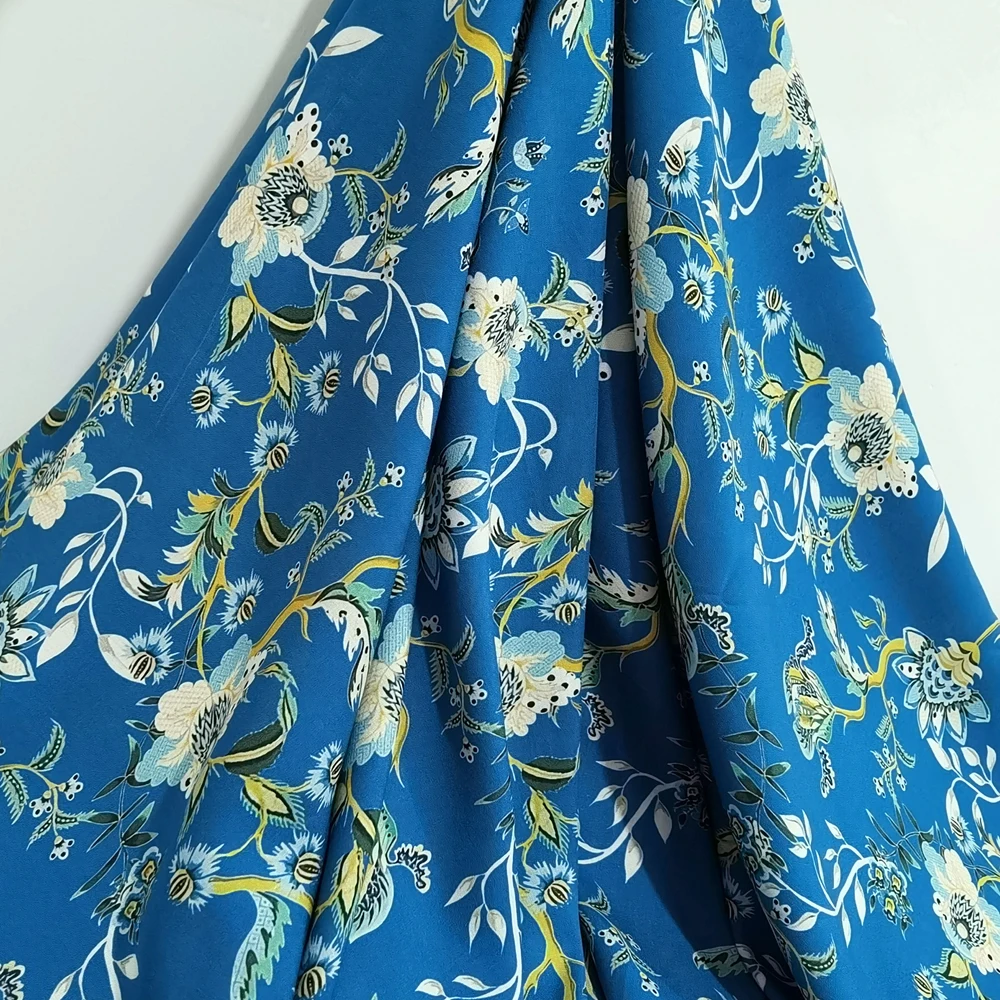 1 meter X 1.4 meter Flower Vintage Viscose Fabric 45S Rayon Material Soft Breathable