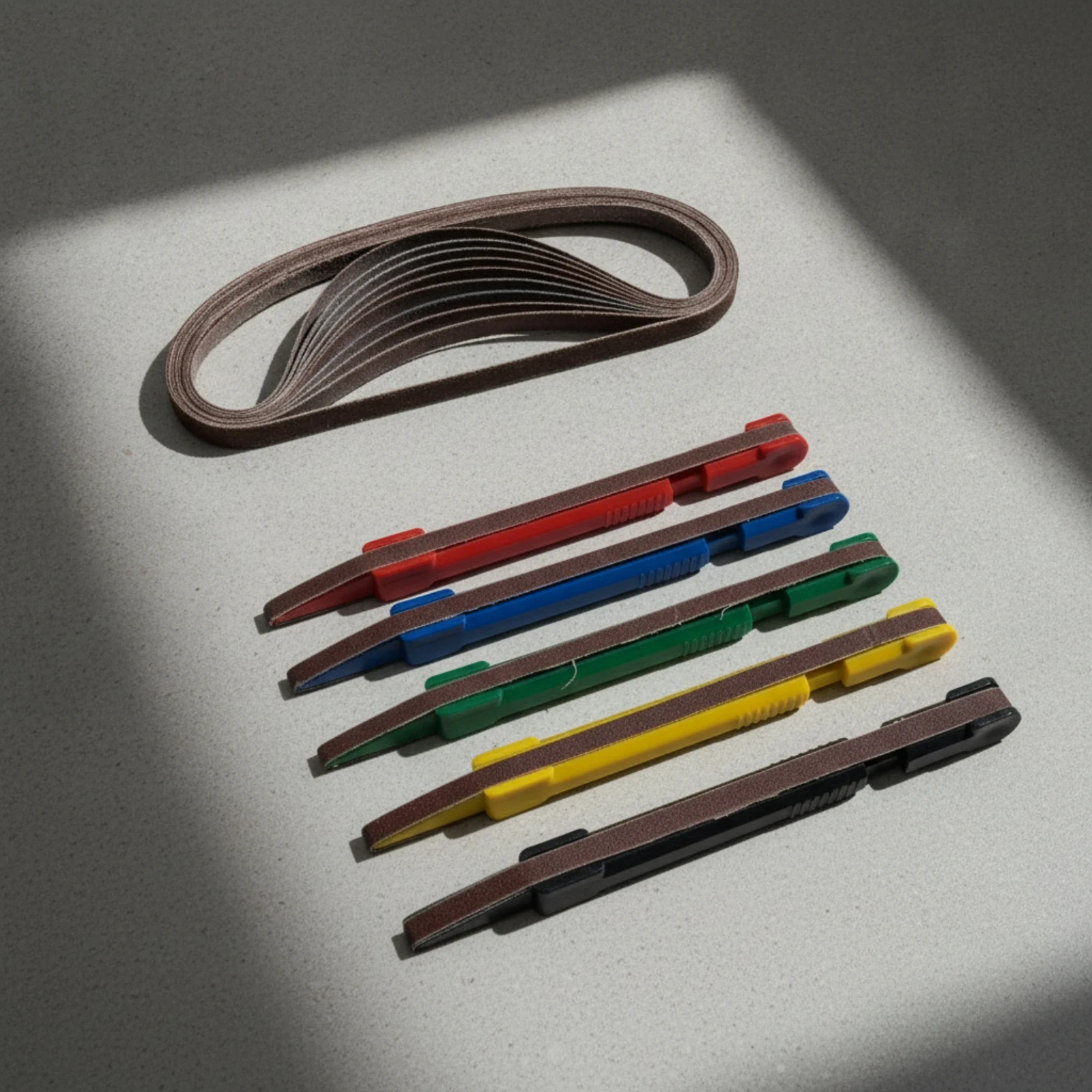 5 Pieces Fret Beveling Tool Slim Sanding Pen with Sanding Belts Sander Tapered for Luthiers, Instrument Maintenance