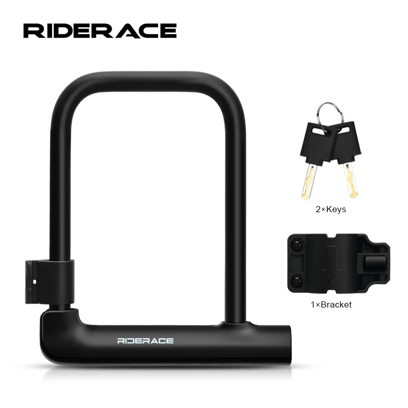 RIDERACE Bicycle U-Lock Portable Anti-theft Safe High Security MTB Mountain Bike Lock With 2 Keys For Scooter Electric E-Bike