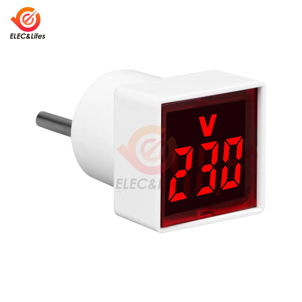 AC 220V/230V Universal Square European Plug Type Household Digital AC Voltmeter Indicator Voltage Measurement Range: 50~500V