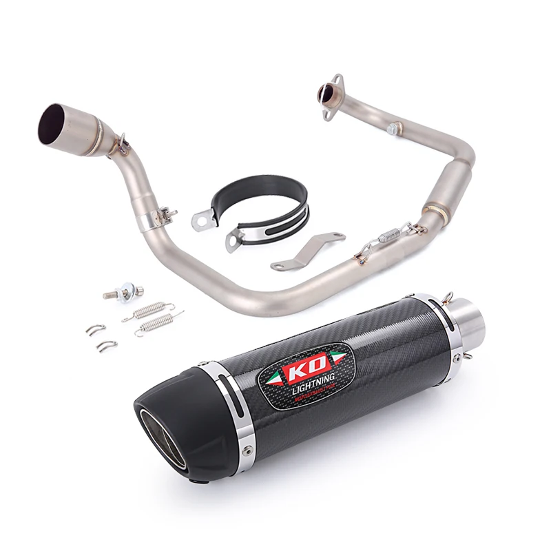 

For Benelli TNT125 2017-2025 Motorcycle Complete Exhaust System Header Mid Link Pipe Slip On 51mm Muffler Carbon Fiber Escape