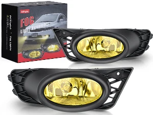 Nilight Fog Light Assembly Compatible with Honda Civic Sedan 2009 2010 2011 4 Door with Amber Lens Lamps Replacement H11 12V 55W Bulbs