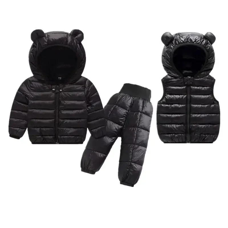 

Toddler Winter Baby Girls Boys Clothing Sets Warm Faux Down Jacket Clothes Sets Children Kids Snowsuit Coats Vest Pants Overalls