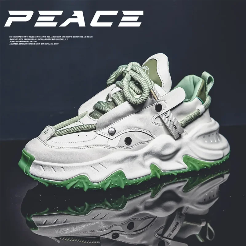 

Весенне-осенняя новая износостойкая мужская обувь на толстой подошве, кожаная легкая роскошная модная спортивная повседневная мужская обувь