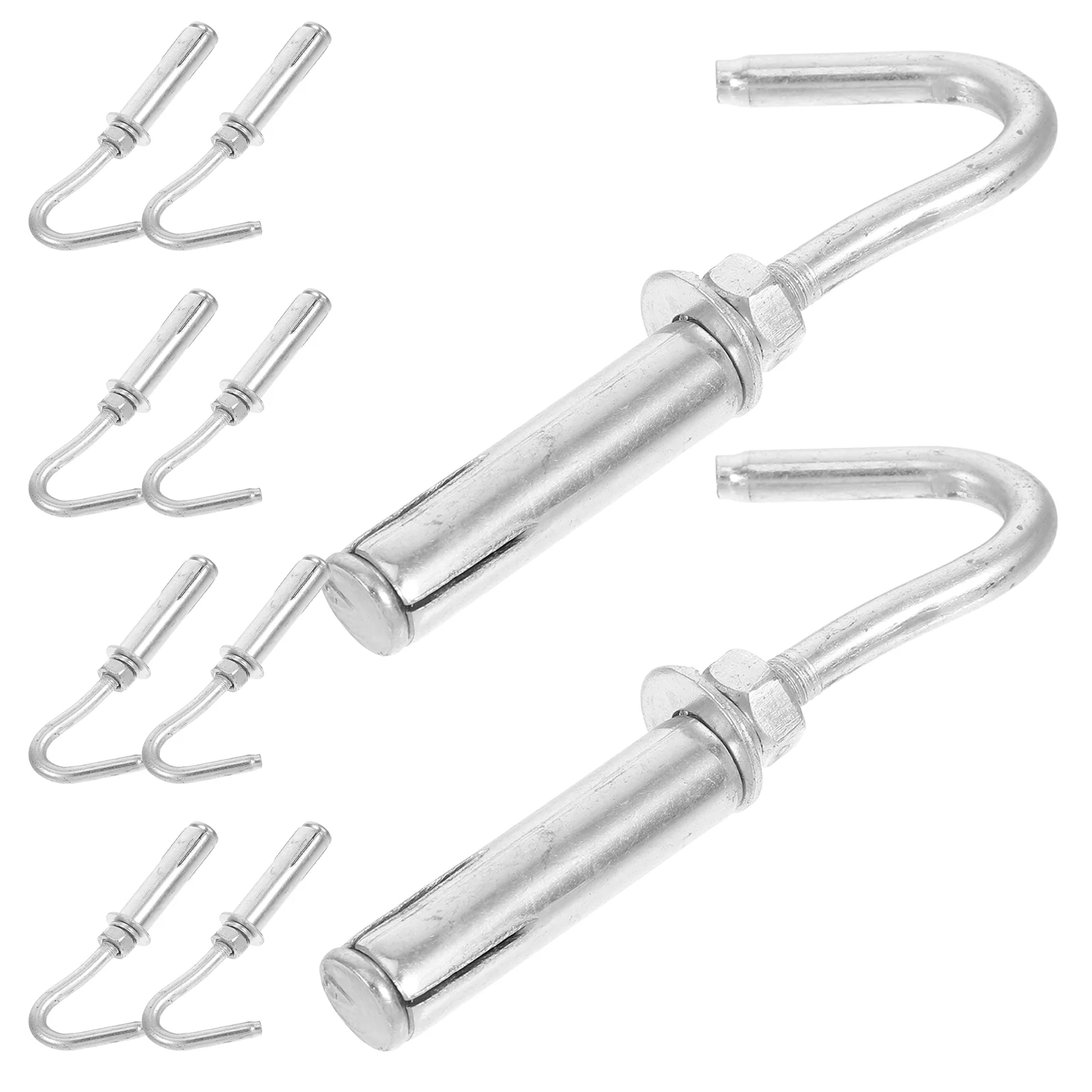 

10 Pcs Ground Anchors Expansion Hook Inflatable Stakes and Tethers Eye Bolts Fastener Fence Heavy Duty Ceiling Hooks Silver