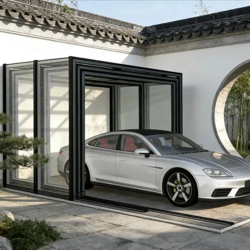 Custom Modern Outdoor Auto Carport Telescopic Sunroom Enclosure System Electric Motorized Retractable Residential Tempered Glass