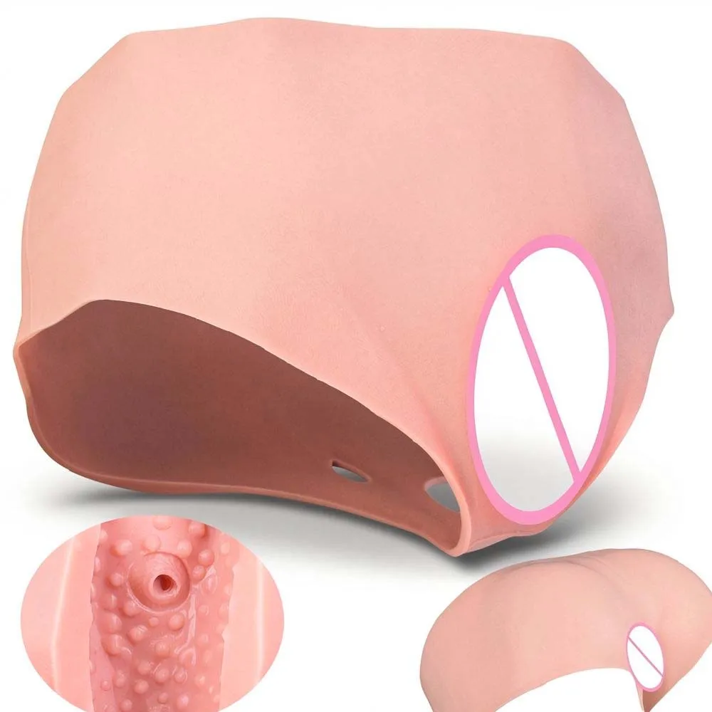 Soft Skin Texture Realistic Insertable Vaginal Panty Wearable Fake Vagina with Vivid Clitoris For 18+ Men Penis Hiding Gaff