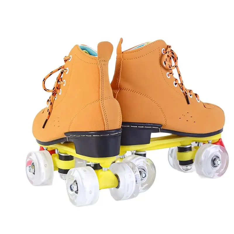 Chaussures de patinage pour adultes, patins à 4 roues, double nucleRoller, baskets à poulie clignotante, 4 roues, façades