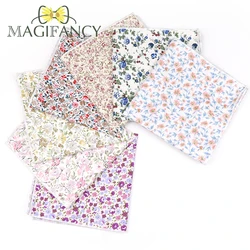 Hot Pink Floral 100 Cotton Handkerchief 25cm Romantic Women Men Wedding Party Daily Suit Pocket Square Gift Tuxedo Tie Accessory