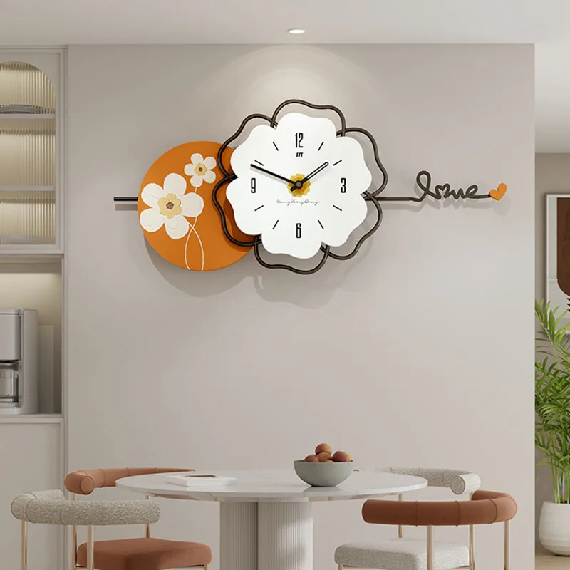 

Battery Powered Minimalism Wall Clock No Sound Kids Room Flowers 2023 New Clock Kitchen Mid Century Reloj De Pared Decoration