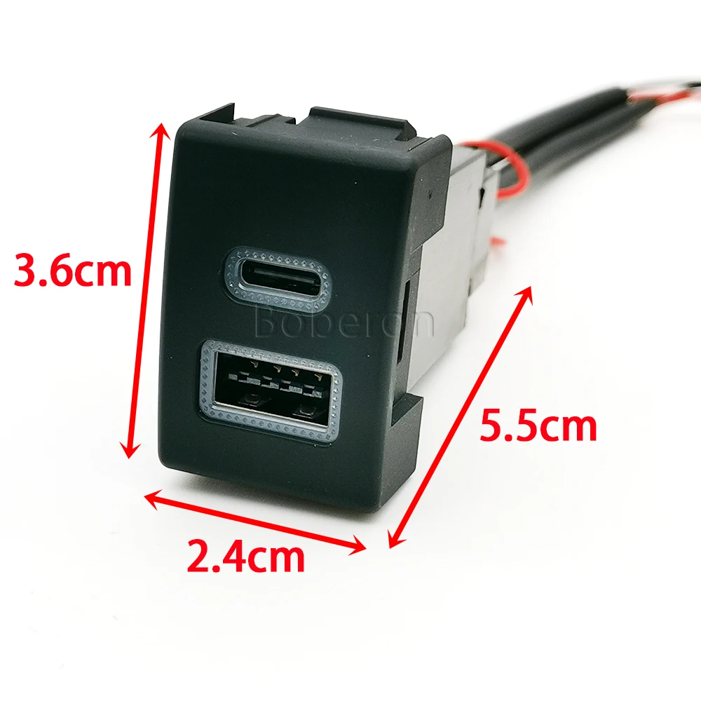 Fit for Suzuki Jimny 2007-2015 12/24V Red LED Light Car Dual QC3.0 USB Type-C PD Charger Interface Socket Phone Charging Adapter
