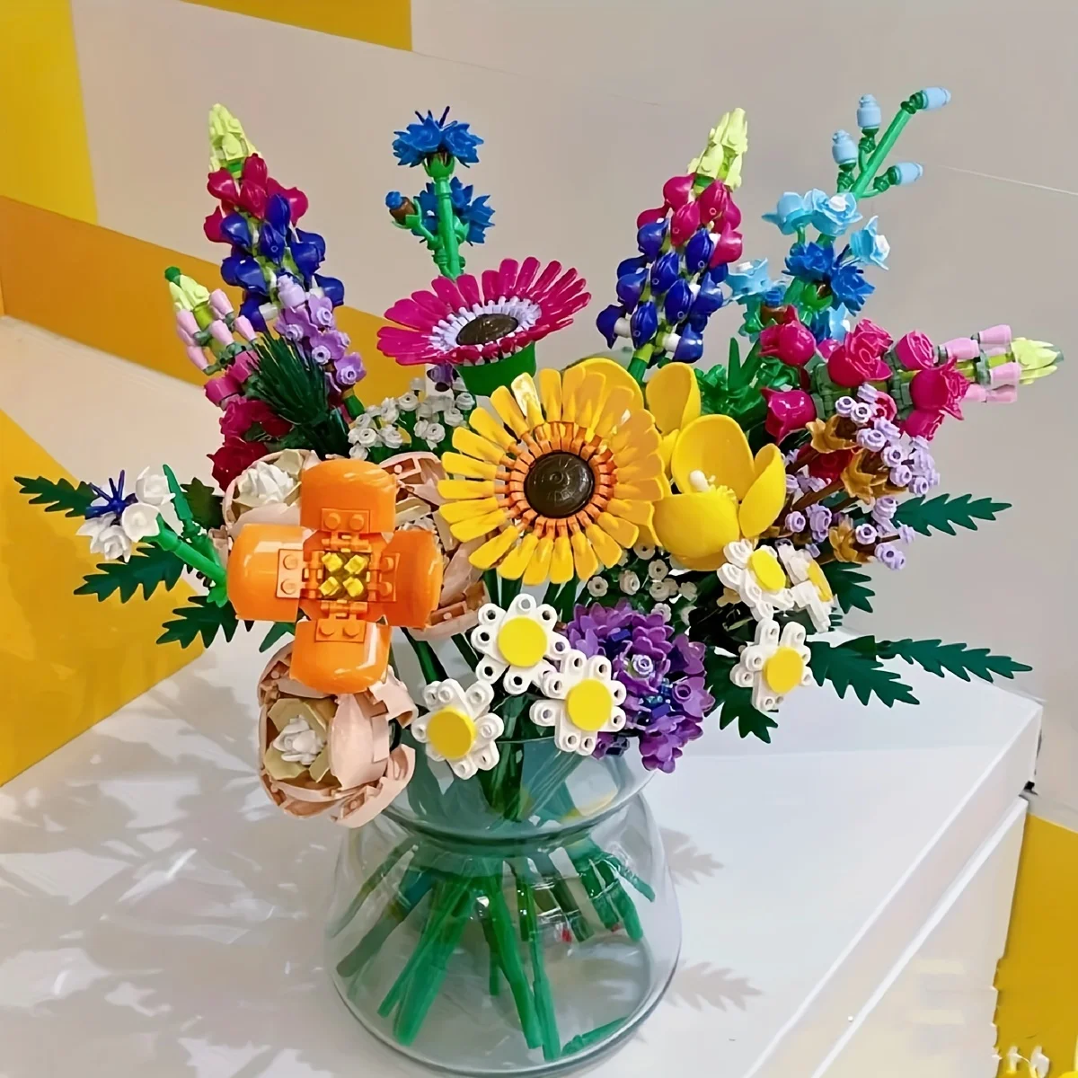 Artificial Chrysanthemum Flower Home Decoration Wildflower Bouquet Building Blocks Girls Gift Children Toys Compatible 10313