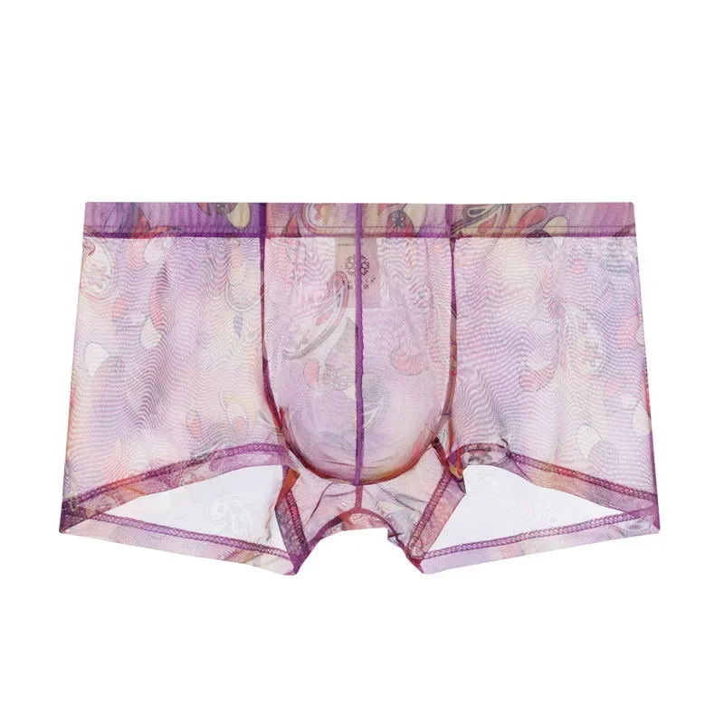 Men Sexy Seamless Underwear Pants Mens Ultra-thin Transparent Boxershorts Male Low-rise Mesh Slips Homme Panties Boxer Shorts 3