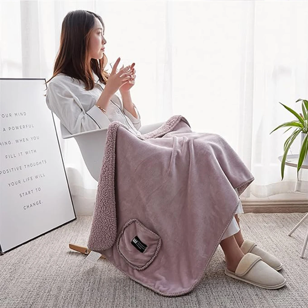 Multifunction Soft Comfortable Blanket Poncho Blanket For Women multi-purpose scarf Cape Wrap Button Bed Jacket with Pockets