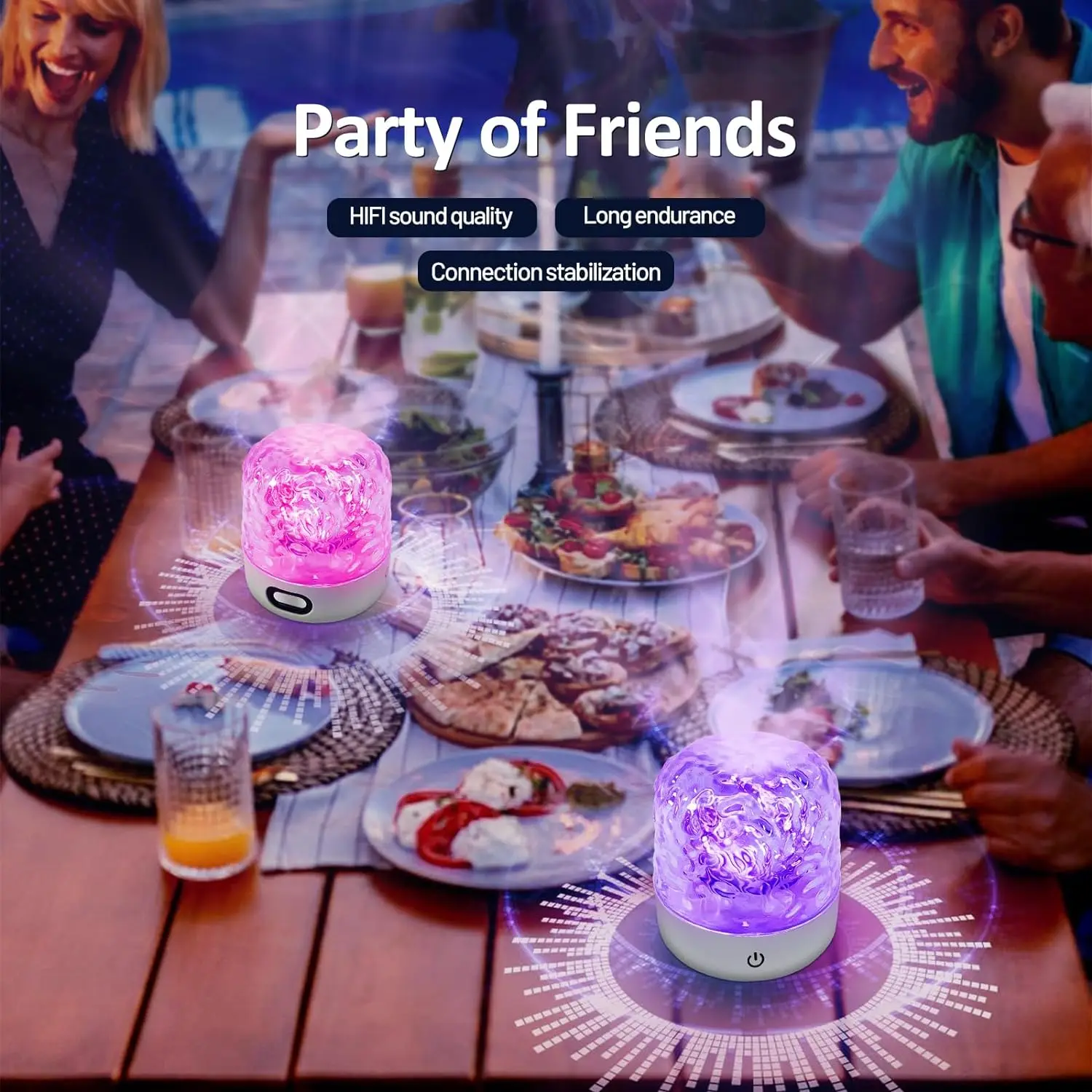 Water Ripple Projector Crystal Lamp with Bluetooth Speaker Led Night Light Bedroom Sunset Dynamic Projector Room Atmosphere Lamp