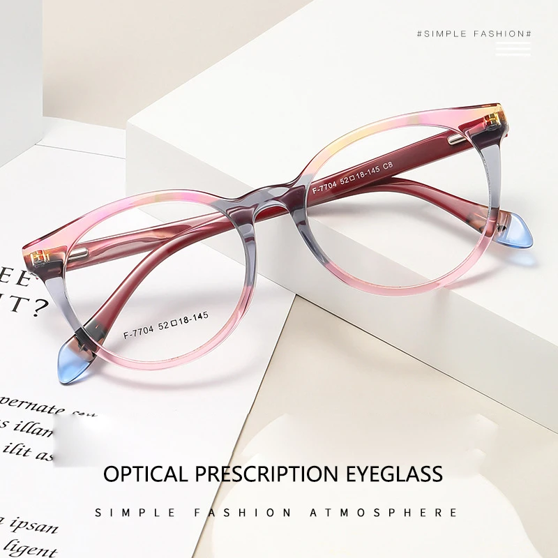 

Women's Optical Prescription Eyeglass Fashion Vintage Round Eyewear Ultra Light Acetate Spectacle Myopia Hyperopia Customized