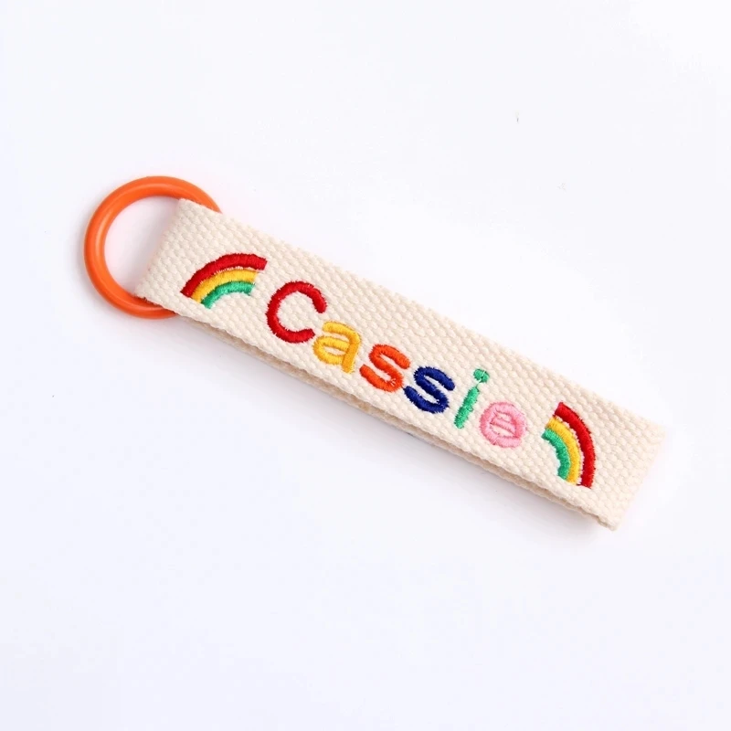 Custom Embroidery Keychain Name Tag With Two Patterns Keyring Personalized Customized Keychains For Women Men Kids Gifts Pendant