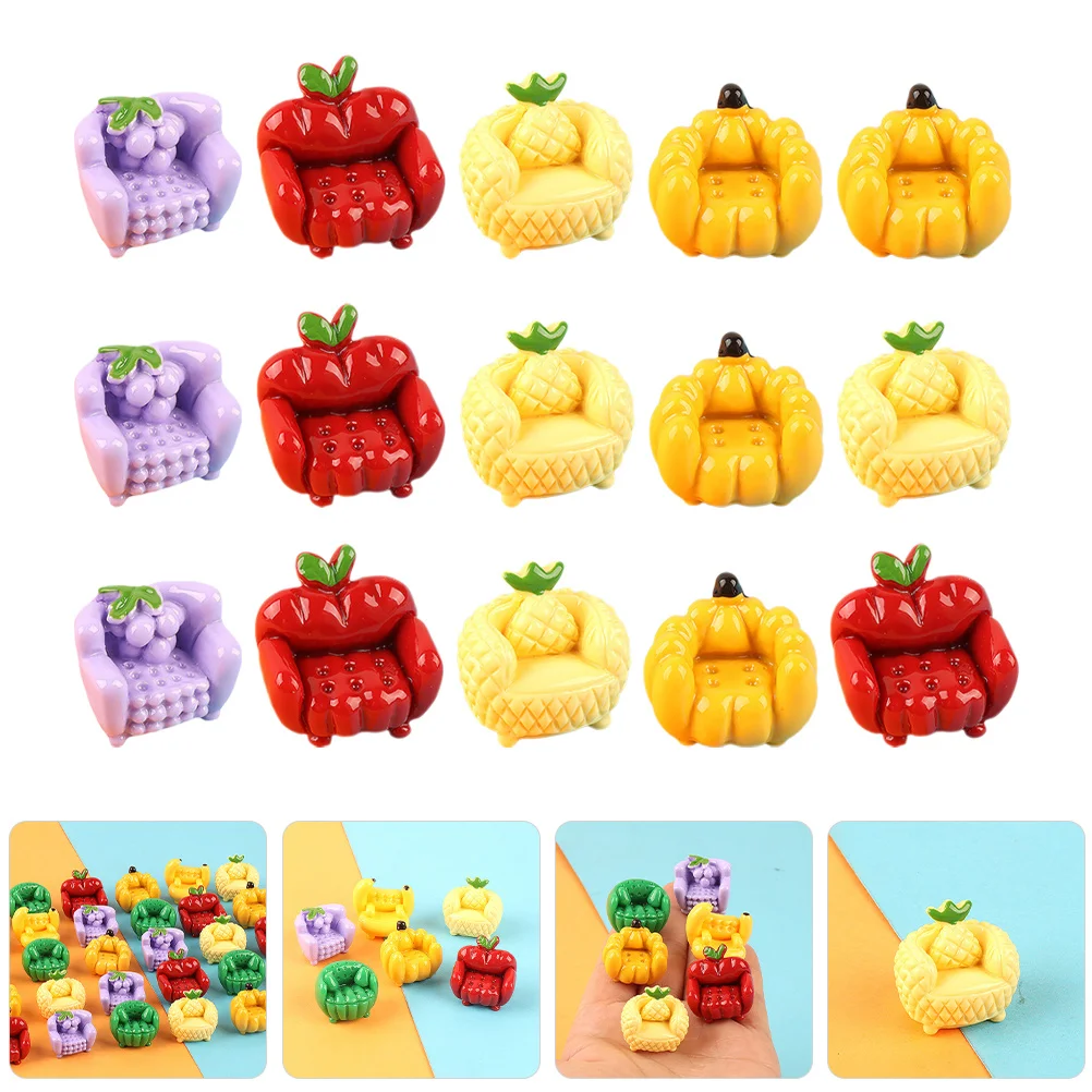 

15pcs Miniature Chair For Diy Phone Case Decor Small Fruit Resin Fruit Sofa Miniature Sofa Craft Accessory