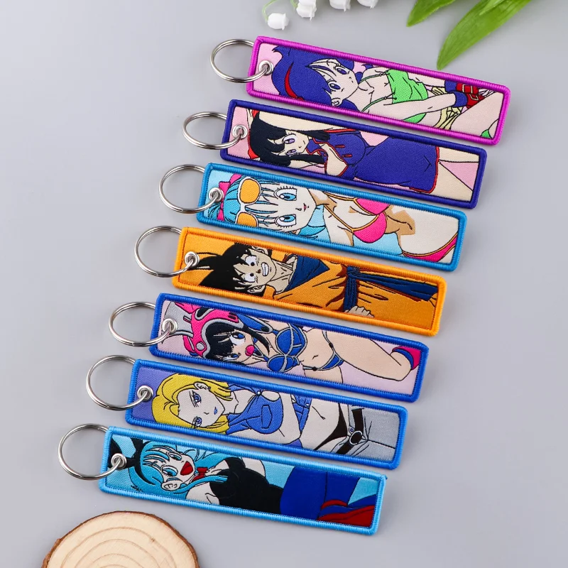 アニメドラゴンボールニットキーホルダーストラップ新悟空両面刺繍キーホルダー男性女性バックパック装飾ペンダントギフト