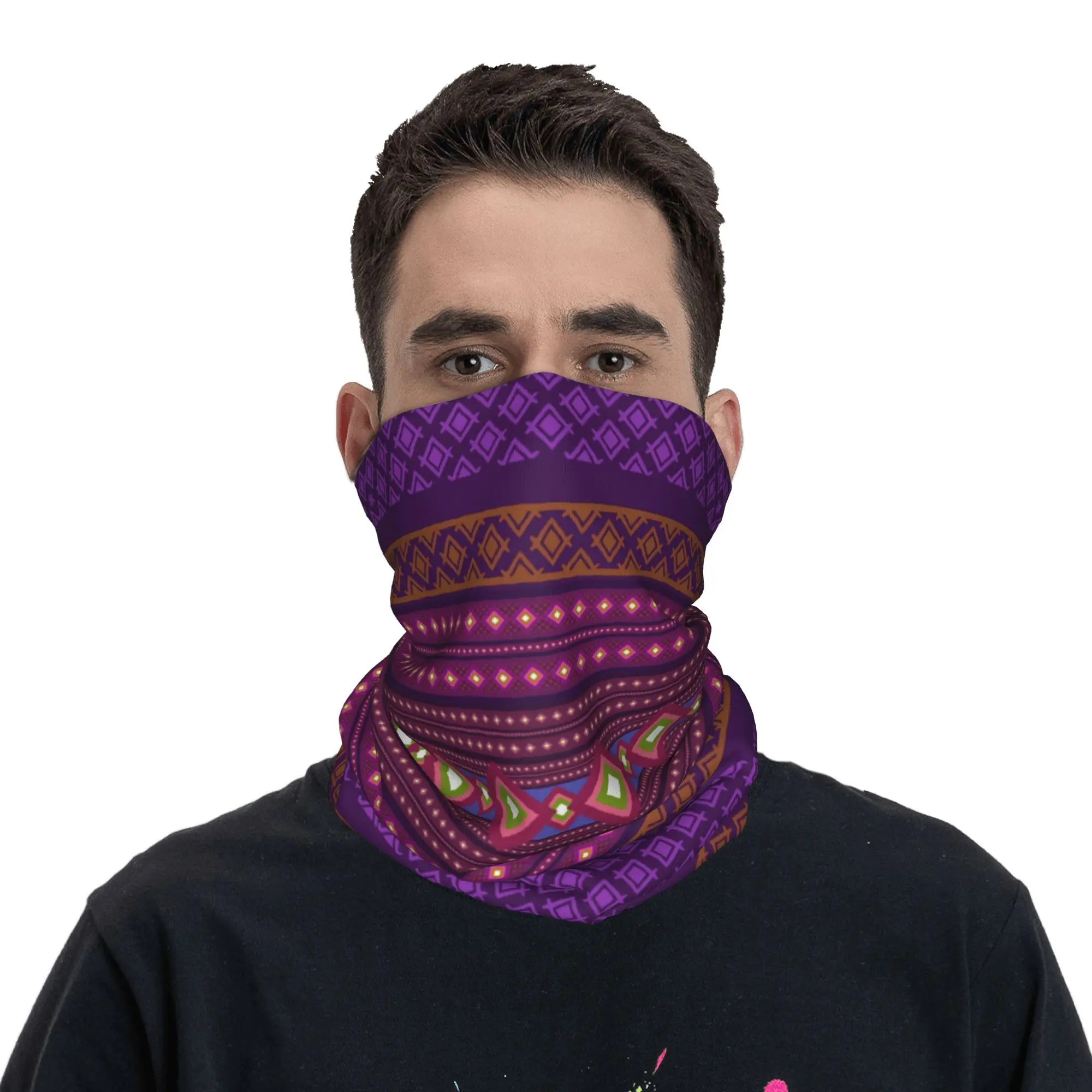 

Ikat Geometric Tribal Ethnic Pattern Bandana Neck Gaiter UV Protection Face Scarf Cover Men Women Headwear Tube Balaclava