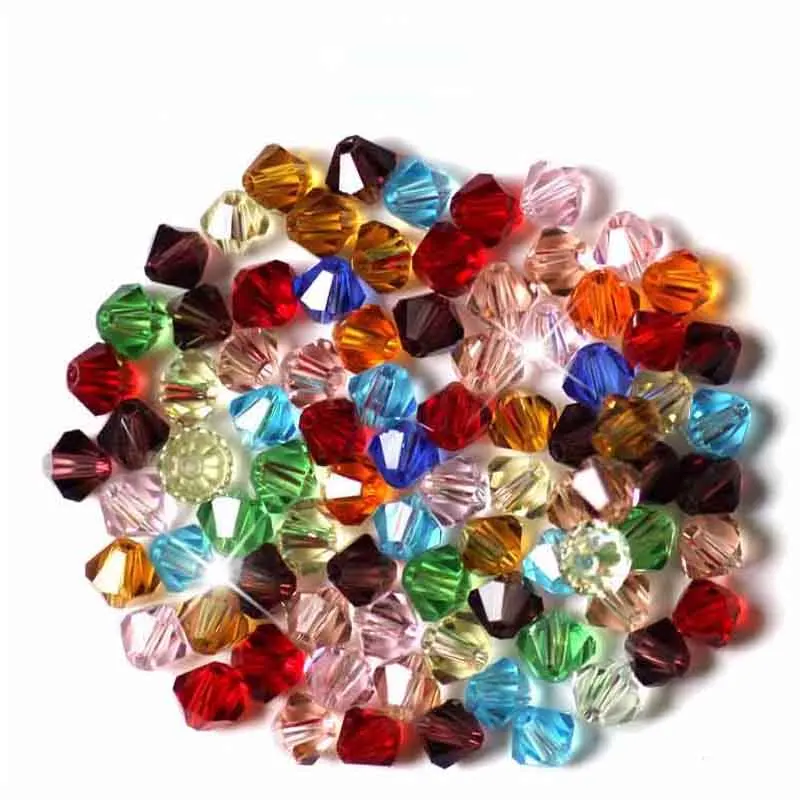 Bicone Beads 16Facets 3mm 4mm 5mm 6mm 8mm 10mm Faceted Crystal Glass Loose Spacer Bead 200pcs/lot for Jewelry Making DIY Crafts