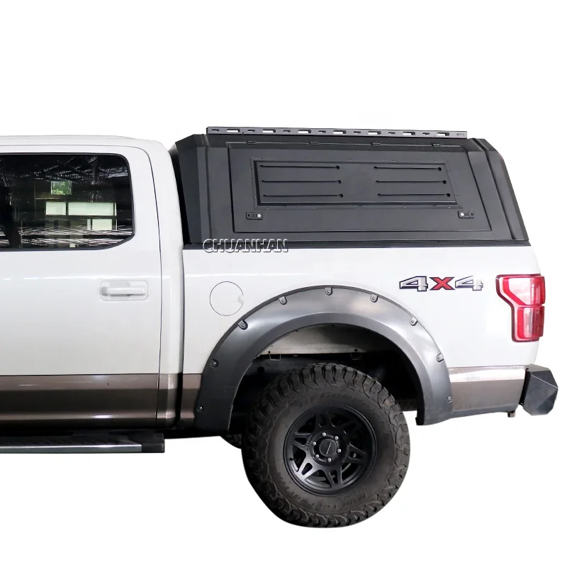 Pickup Truck Camper Canopy, Steel Hardtop Topper Bed Cap for Ford Ranger T6 T7 T8 Raptor 2023, Heavy Duty Waterproof Cap, Black