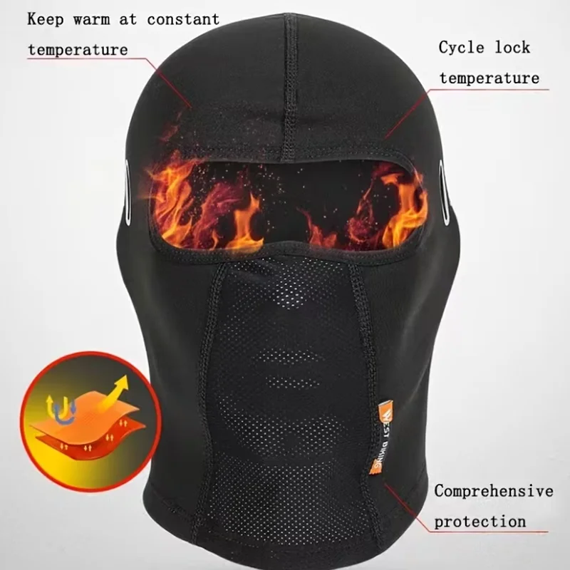 Máscara de esquí de invierno, gruesa, térmica, elástica, para casco de moto, pasamontañas transpirable, resistente al viento, para ciclismo, de secado rápido, cubre cuello.