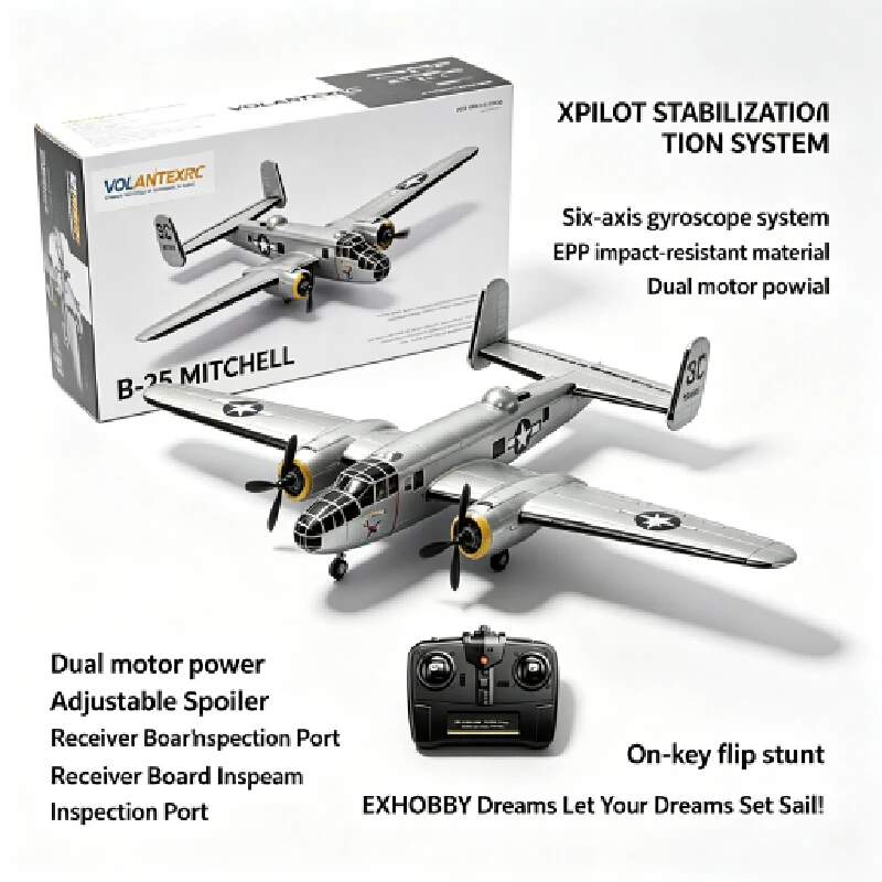 3‑Channel Fixed‑Wing Rc Plane Dual‑Motor Epo Foam Radio Controlled Aircraft Model Classic Bomber Style Hobby Toy For Outdoor Rc