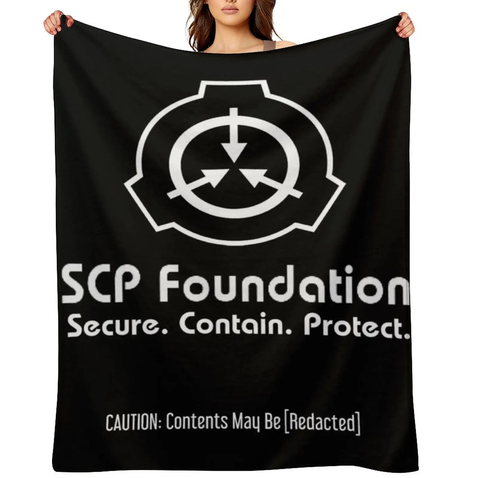 

SCP Foundation: Contents May Be [Redacted] (Black) Throw Blanket sofa bed halloween blankets and throws Beach Blankets